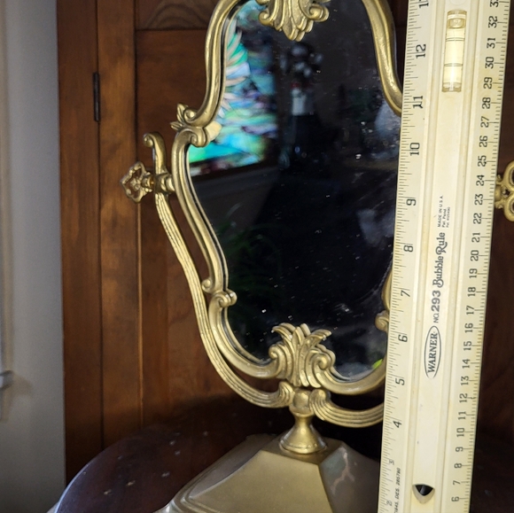Vintage Brass Ornate Vanity Mirror - Picture 14 of 15